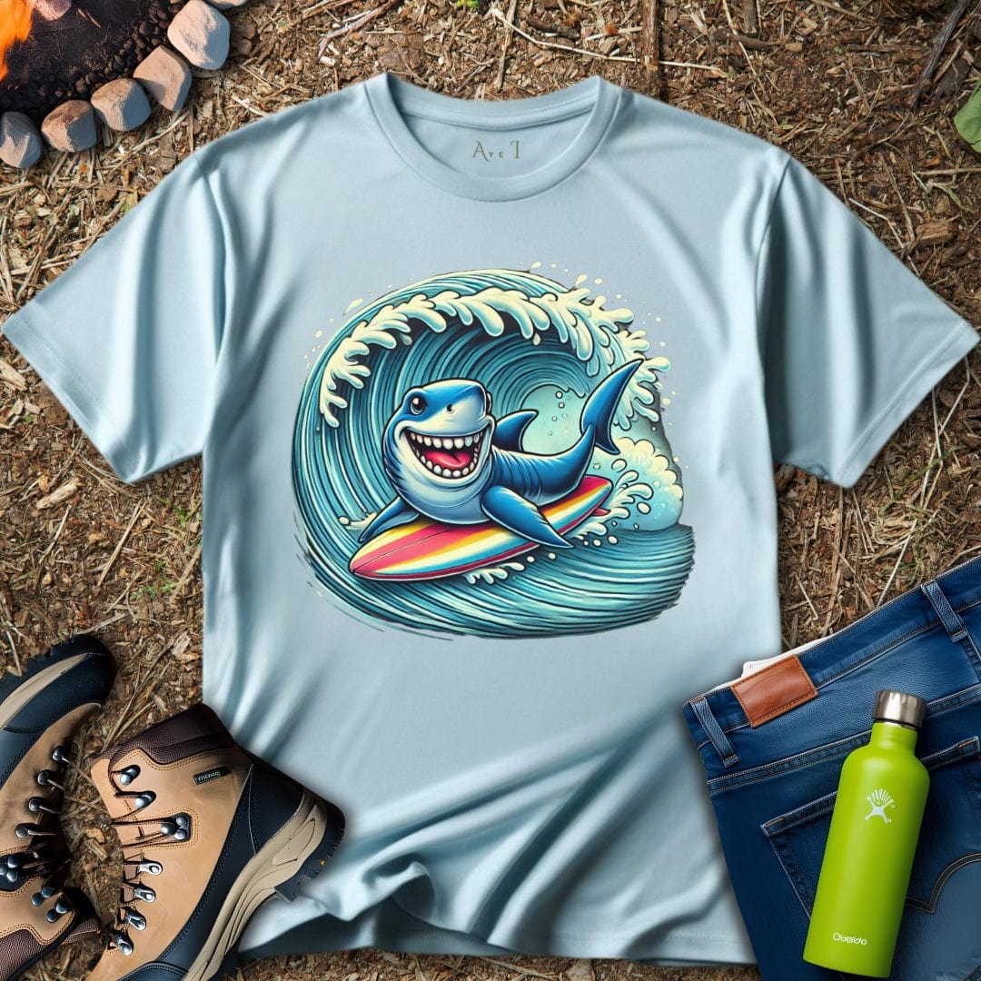 Aye I T-Shirt Light Blue / S Shark Surfing T-Shirt