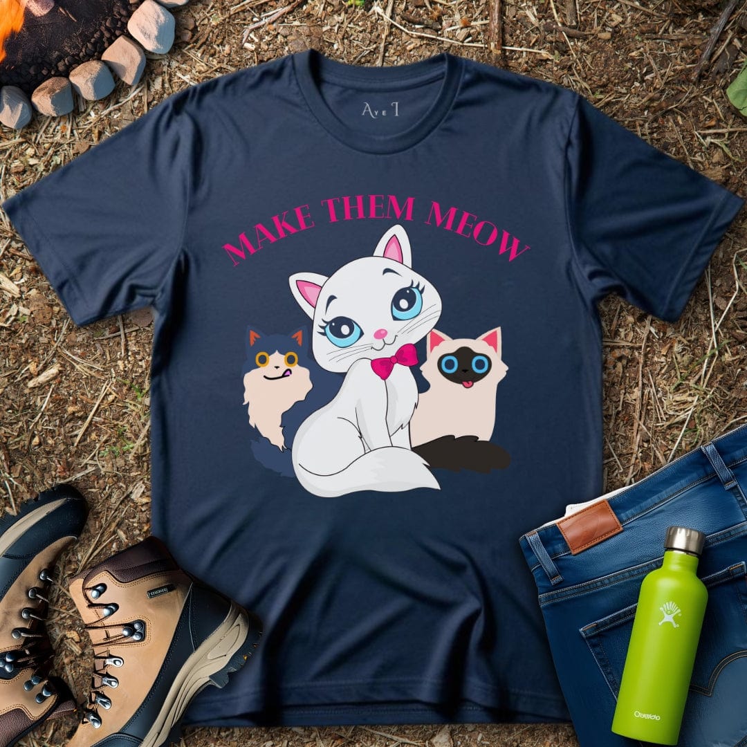 Aye I T-Shirt Navy / S Cat Meow T-Shirt