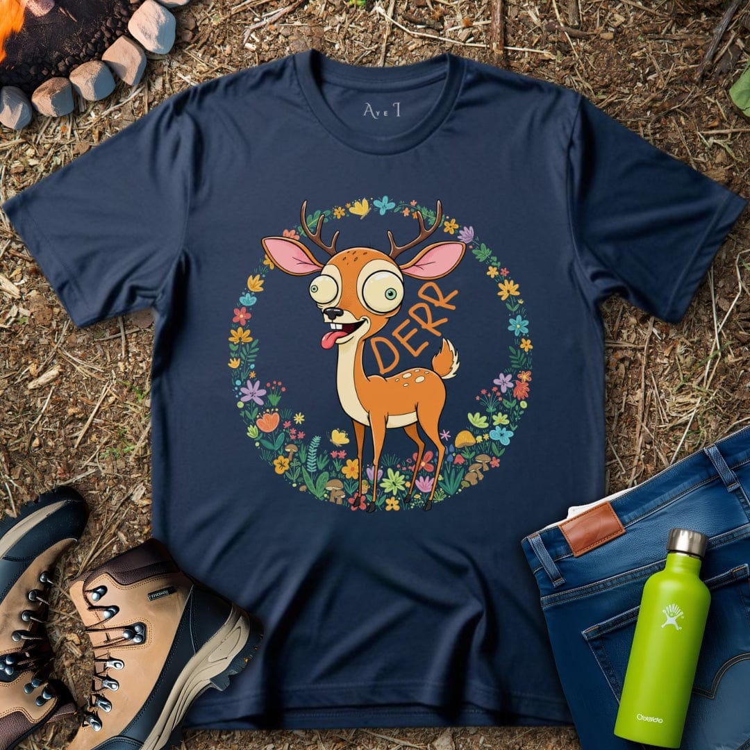 Aye I T-Shirt Navy / S Deer Flower T-Shirt