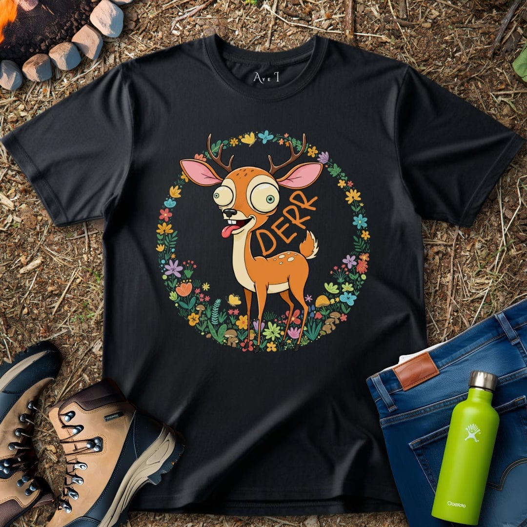 Aye I T-Shirt Black / S Deer Flower T-Shirt